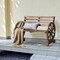 Patio Wagon Wheel Bench Outdoor Garden Wooden Rustic Bench W/ Slatted Design